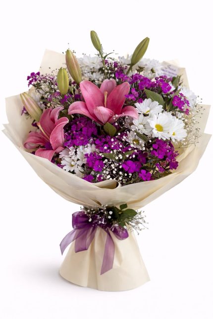 Pembe Lilyum Buketi